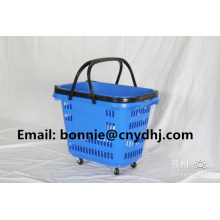 Supermarket Powder Coating Rolling Wire Stacking Basket